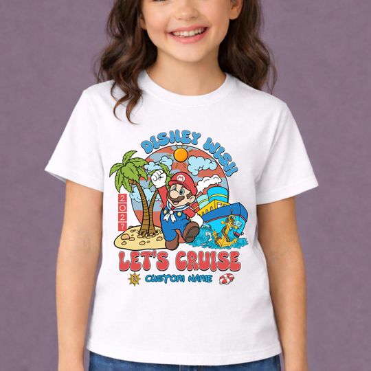 Discover Disney Wish Cruise T-shirt 2026 Custom Mario Sailor Tee Family Vacation Cruise Tee Personalized Disney Cruise Gifts Lets Cruise Mario Shirt