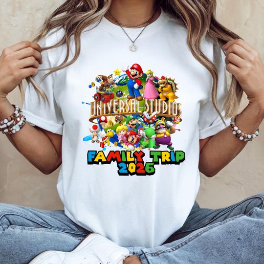 Discover Custom Super Mario Universal Studios Shirt,Epic Universe Family Trip Tee, Peachees Gruop T-Shirt