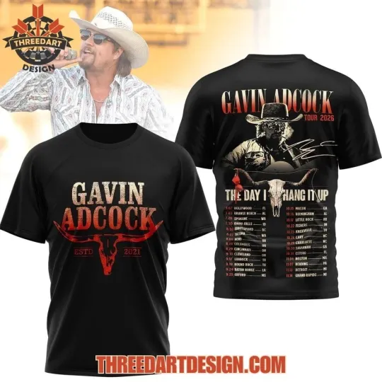 Discover Gavin Adcock Tour 2026 The Day I Hang It Up 3D T-Shirt