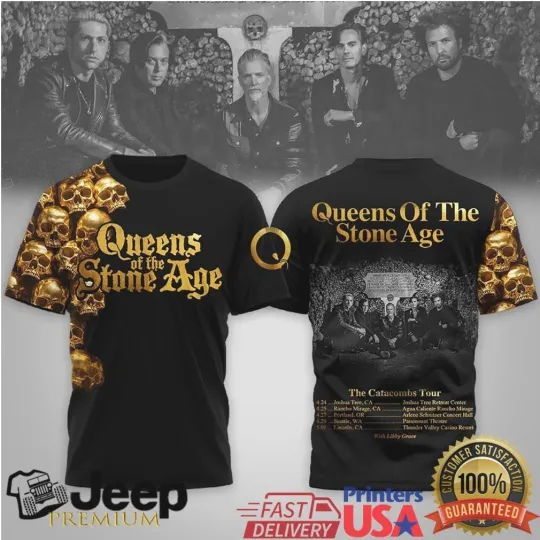 Discover Queens Of The Stone Age The Catacombs Tour 2026 Skull 3D Shirt