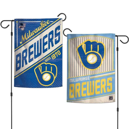 Discover Milwaukee Brewers Flag 12x18 Garden Style 2 Sided Cooperstown