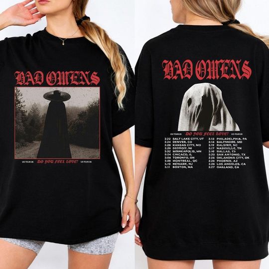 Bad Omens Do You Feel Love Tour 2026 Shirt, Gothic Rock Band Concert Tee, US Tour Dates Shirt, Alternative Music Tee, Merch Rock Lover Gift