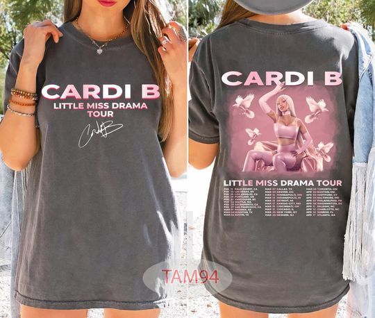 Discover Cardi B Little Miss Drama Tour 2026 Concert 2 Sided Graphic Shirt