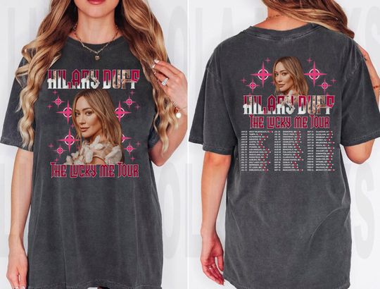 Discover Vintage Hilary Duff The Lucky Me Tour 2026 T-Shirt, Comfort Colors Lizzie McGuire Bootleg Tee, Gift For Fans, Shirt, 2 Sided Shirt