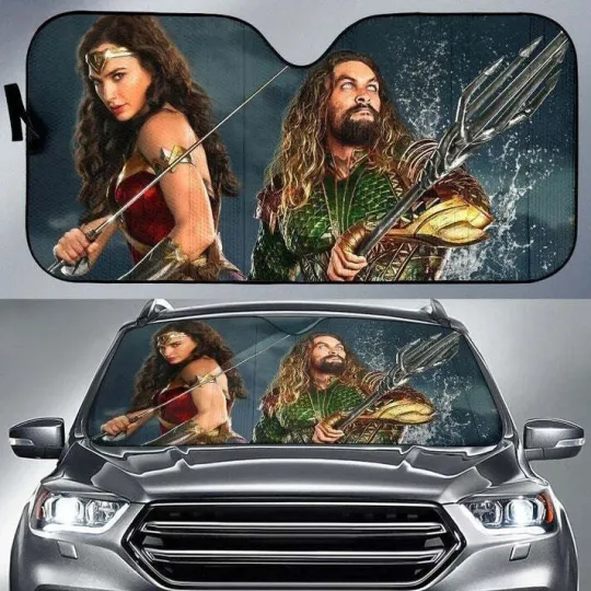 Discover Wonder Woman & Aquaman Car Sun Shade