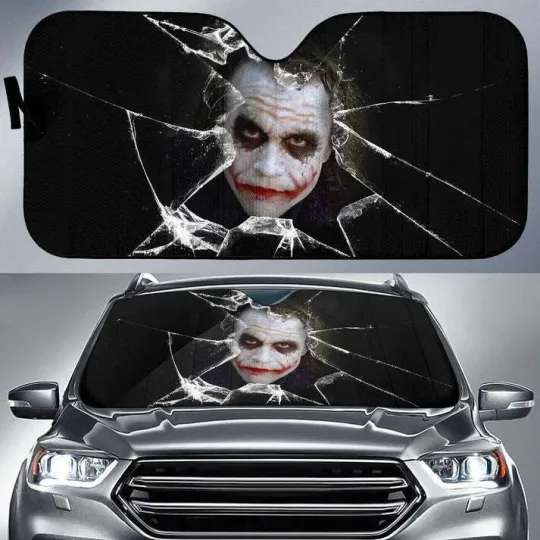 Discover Joker Car Car Sun Shade Broken Glass Style Windshield