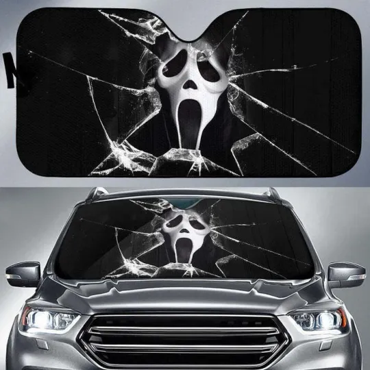 Ghostface Car Car Sun Shade Broken Glass Style