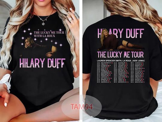 Discover Vintage Hilary Duff Shirt, 2 Sided The Lucky Me Tour 2026 T-Shirt, Lizzie McGuire Bootleg Tee, Gift For Fans
