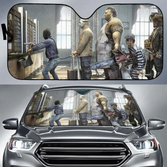 Discover Funny Bank Robbers Car Sun Shade