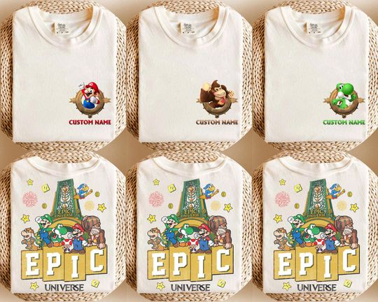 Discover Custom Disney 2026 Epic Universe Family Vacation Shirt, Super Mario Matching Group Shirts, Epic Universe Trip Tees, Disney Universal Shirts