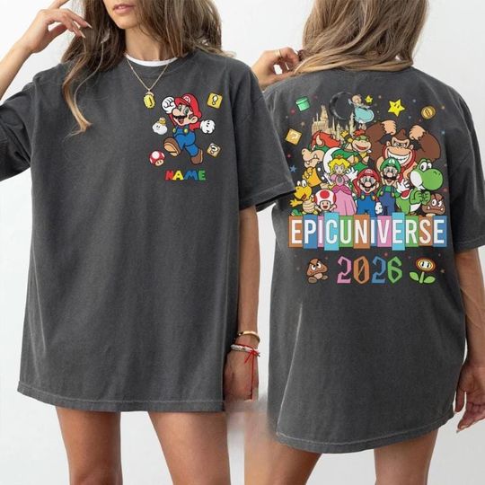 Discover Personalized Super Mario Epic Universe 2026  Shirt, Mario Galaxy Movie Tee, Mario Characters Shirt, Disneyland Family Matching Shirt 14