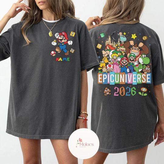 Discover Two-sided Super Mario Epic Universe Shirt, Mario Luigi Princess Peach Birthday Girl, Birthday Boy Tee, Mario Bros Family Epic Universe 2026