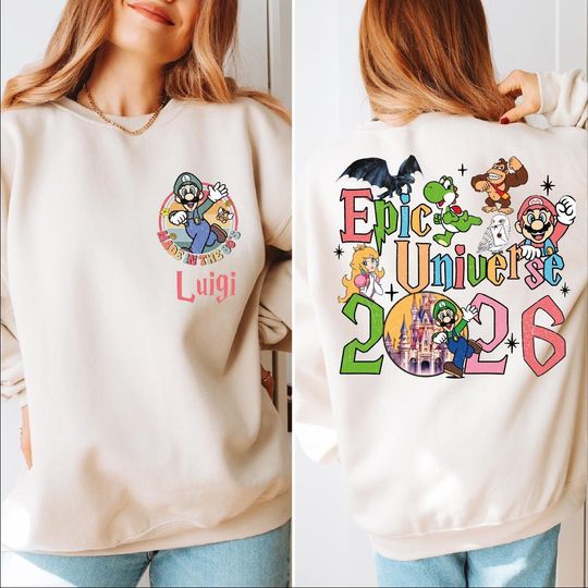 Discover Custom Epic Universe 2026 Sweatshirt, Family Universe Orlando Park Trip Hoodie, Super Mario Characters, Epic Universe Family Trip Sweater