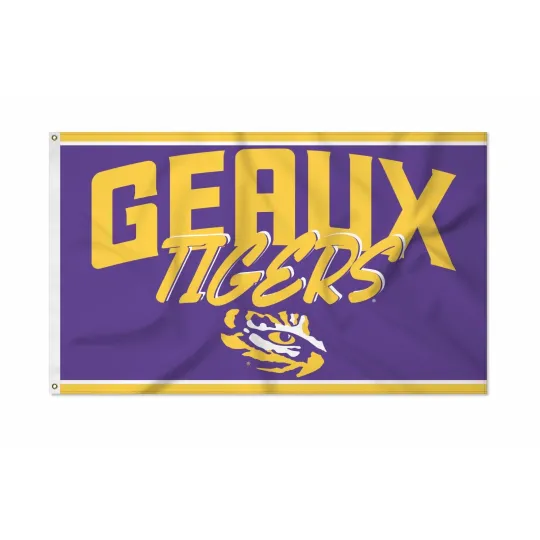 Discover LSU Tigers Team Logo Script House Flag