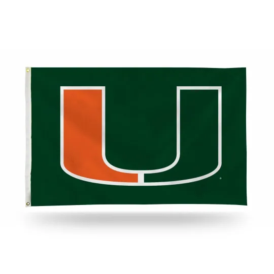 Discover Miami Hurricanes Green Background Team Logo Flag 3x5 FT Banner