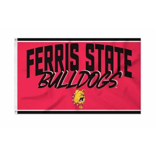 Discover Ferris State Bulldogs Script Logo House Flag Banner