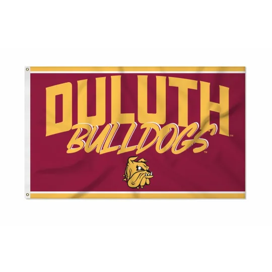 Discover Minnesota Duluth Bulldogs Team Logo Script House Flag
