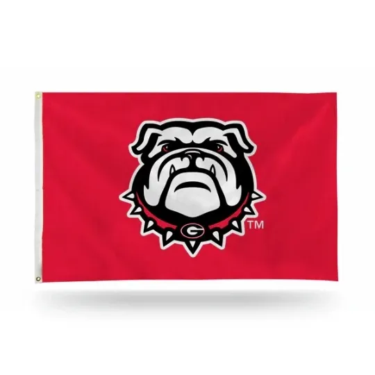 Discover GA Bulldogs Red Background House Flag Team Logo Banner