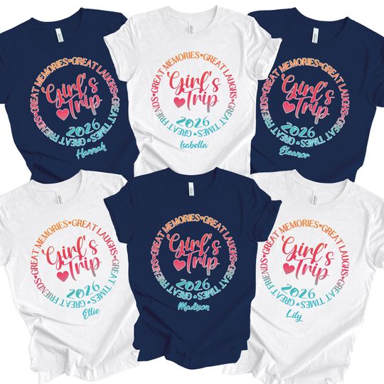 Discover Custom Girls Trip 2026 Shirt, Matching Weekend Vacation Shirt, Personalized Vacay Mode T-shirt, Summer Beach T-shirt  Best Friend Cruise Tee