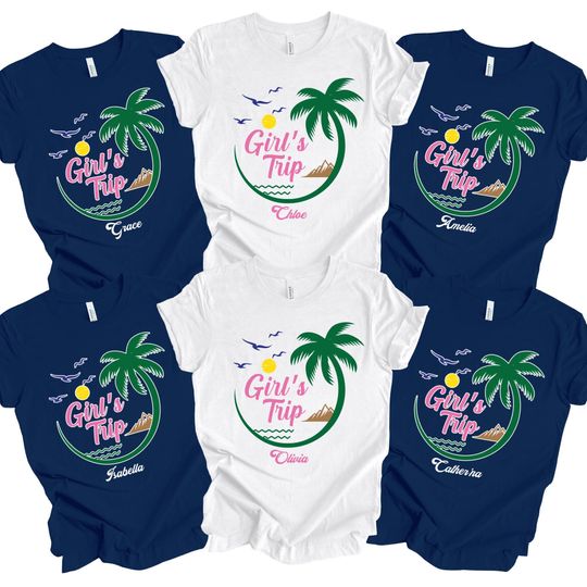 Discover Custom Girls 2026 Trip Shirt, Custom Beach Tees For Girls Trip, Custom Vacation Shirt, Personalized Friends Tee, Custom Family Vacation Tees