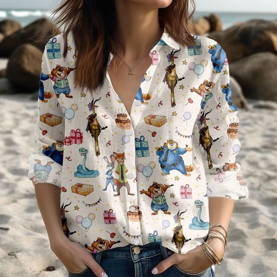 Discover Zootopia Birthday Blouse Shirt, Disney Judy Hopps Nick Wilde Gary DeSnake Women Shirt, Disneyland Summer Shirt, Birthday Gift For Her