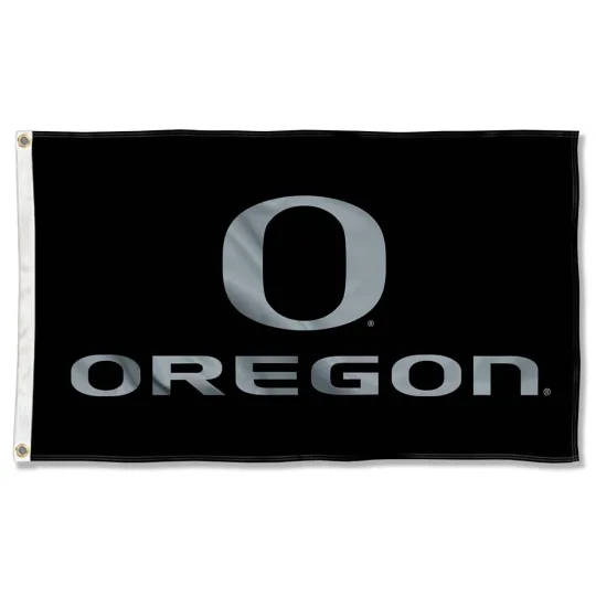 Discover Oreg ducks Black Background Team Logo Slogan House Flag