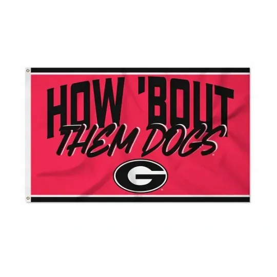 Discover GA bulldogs Team Logo Script Red Flag 3x5 FT Banner