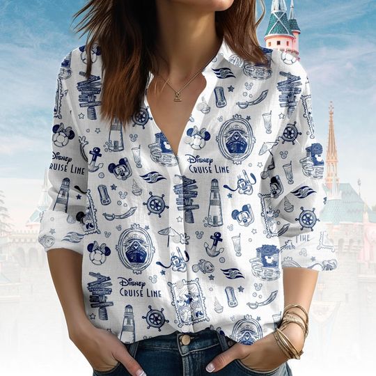 Discover Disney Cruise Blouse Shirt, Nautical Mickey & Friends Women Shirt, Sailor Minnie Mouse Shirt For Her, Disney Cruise Line Outfit