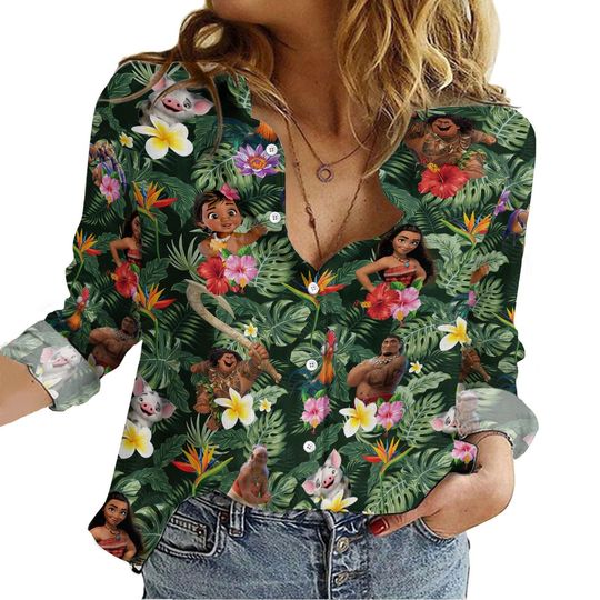 Moana Blouse Shirt, Disney Moana Shirt, Moana Characters Shirts, Moana Linen Hawaiian Shirt, Moana Family Shirt, Moana Shirt, Mother Gi