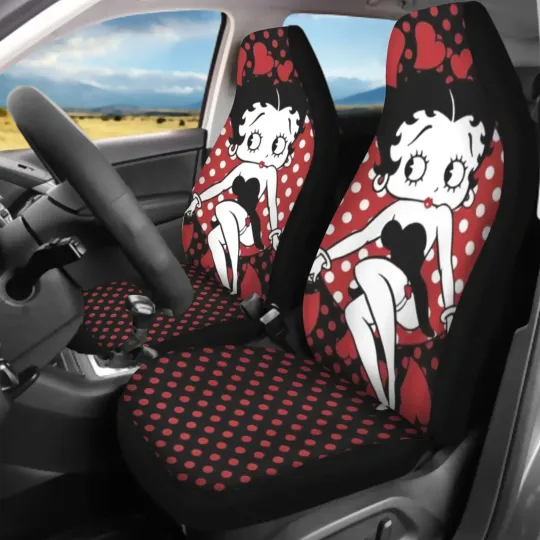 Discover Betty Boop Car Seat Covers Set of 2 | Front  Cute Cartoon Auto Decor | Fits Cars