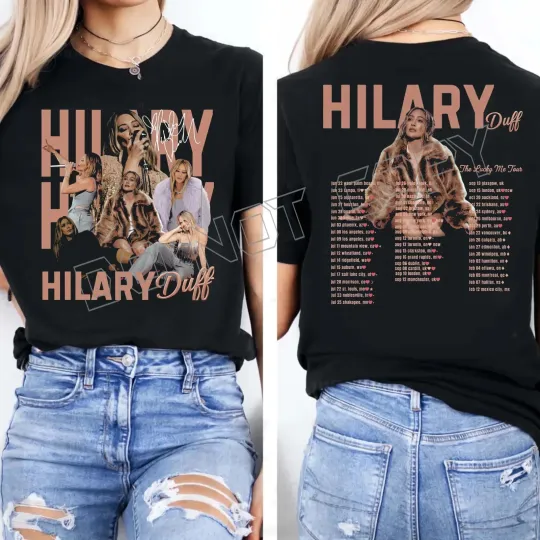 Discover 2 Sides Hilary Duff The Lucky Me Tour 2026 Black T-Shirt TH324