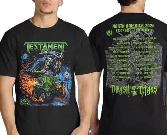 Discover Testament Prepare For War Thrash Of The Titans Tour 2026 Unisex T-Shirt