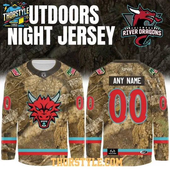 Discover Custom Columbus River Dragons Outdoors Night 2026 Hockey Shirt Men's Fan Gear