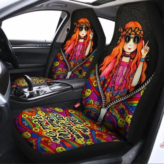 Discover Hippie Girl 3D Seat Cover – Get In Sit Down Shut Up Hold On Decor Car Decor