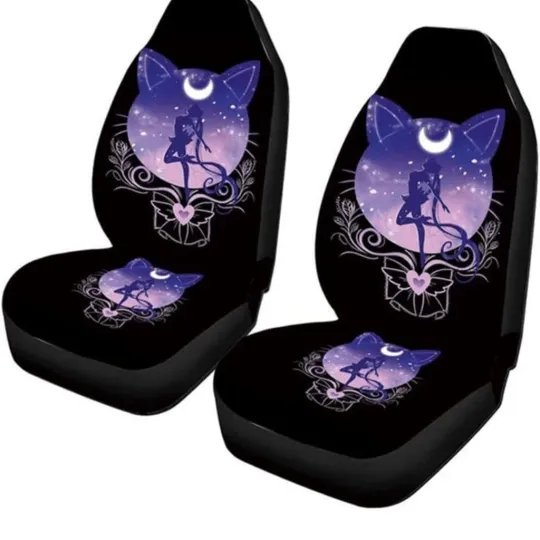 Sailor Moon Car Seat Covers Sailor Moon Sillhouette Luna Cat Pattern Seat Covers