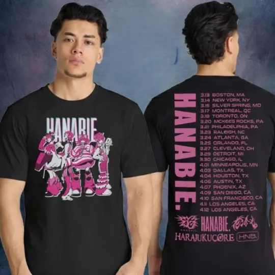 Discover Hanabie Merch North America Tour 2026 Anime Tour Harajuku Core T-Shirt