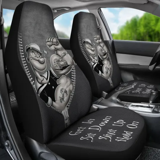 Discover Popeyes Power Car Zipper Seat Covers – Sit Down, Shut Up & Hold On