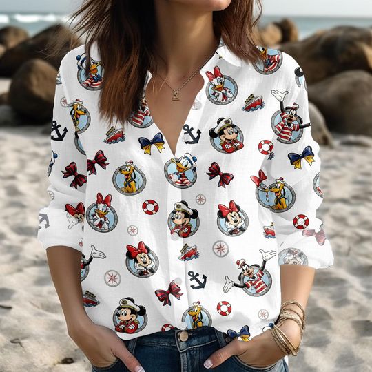 Discover Disney Mickey and Friends Let's Cruise Line Blouse Shirt, Cruise Vacation 2026 Women Shirt, Disney Magic Wonder Fantasy Wish Shirt