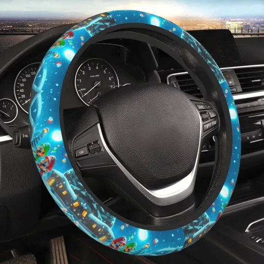 Saiise Mario Print Steering Wheel Covers for Car, Truck and SUV