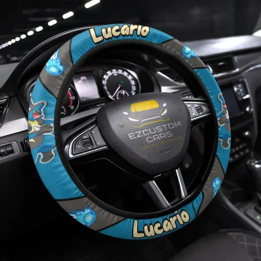 Lucario PKM Anime Steering Wheel Cover Car Accessories