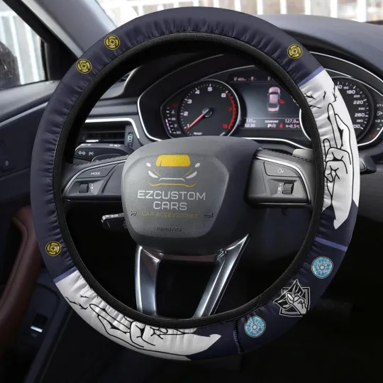 Satoru Gojo Anime Steering Wheel Cover Custom Jujutsu Satoru Anime Car Accessori