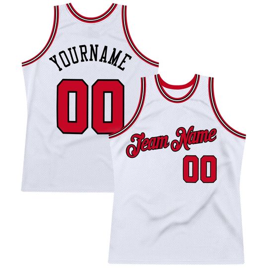 Discover Custom White Red & Black Throwback Basketball Jersey  Authentic Retro Basketball Jersey, Unisex Sportswear