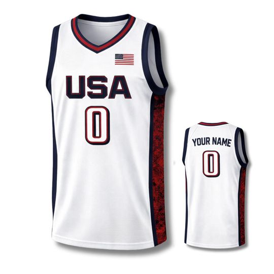 USA V Neck Basketball Tank Top, Custom Name Number