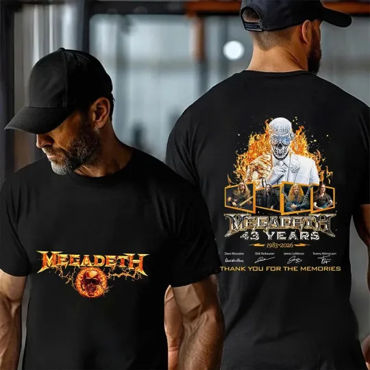 Discover Megadeth Rock Band 43th Anniversary 1983-2026 T-Shirt