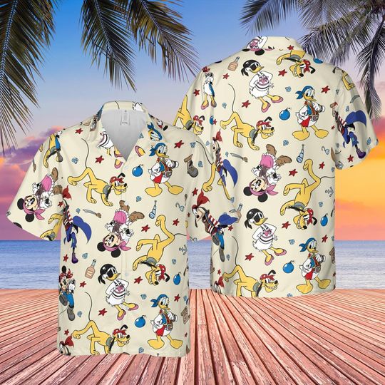 Discover Adventurous Pirate Mickey Hawaiian Shirt, Donald and Daisy Sea Adventure Button Shirt, Disney Cruise Line Pirate Night Shirt