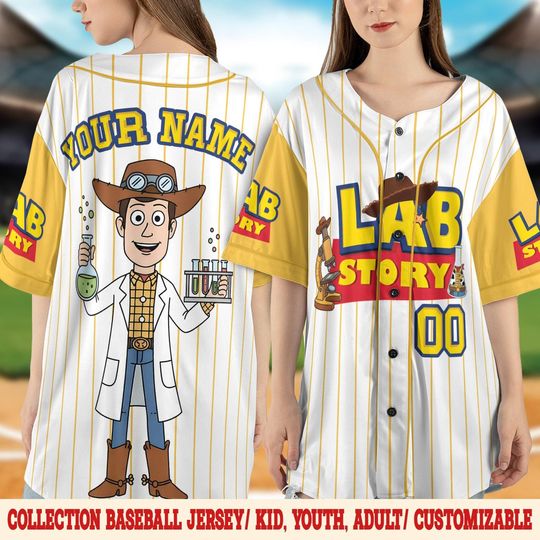 Discover Lab Week 2026 Woody Baseball Jersey, Toy Story Medical Lab Tech Jersey, Custom Name Laboratory Team Gift, Magic Kingdom Shirt NHOO15-1