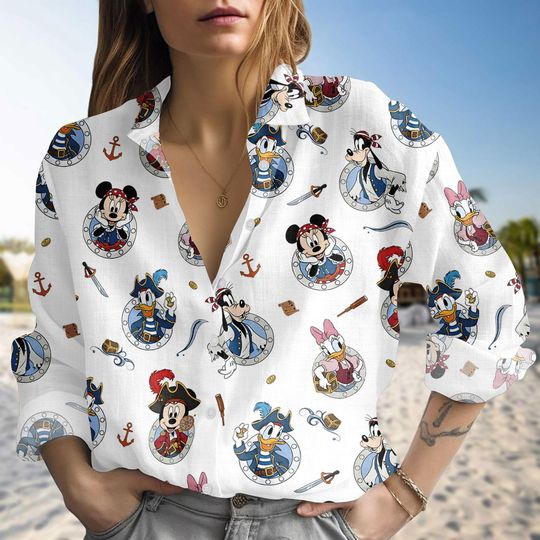 Discover Disney Cruise Line Pirate Night Blouse, Pirate Ship Shirt for Women