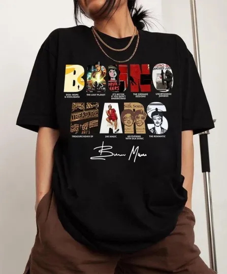 Discover Bruno Mars Tour 2026 Romantic Pop Concert T-Shirt
