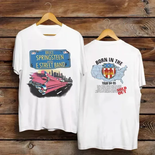 Discover Vintage Bruce Springsteen 1984 Born In The USA Tour T-Shirt Rock Graphic Tee