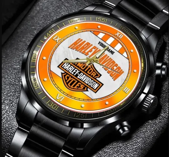 Discover Personalized Harley Motor Racing Davidsonn Black Stainless Steel Watch For Men